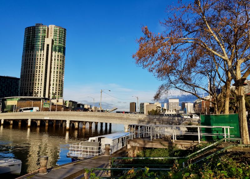 The Yarra Riverfront nearby is dominated by the Crown casino complex.