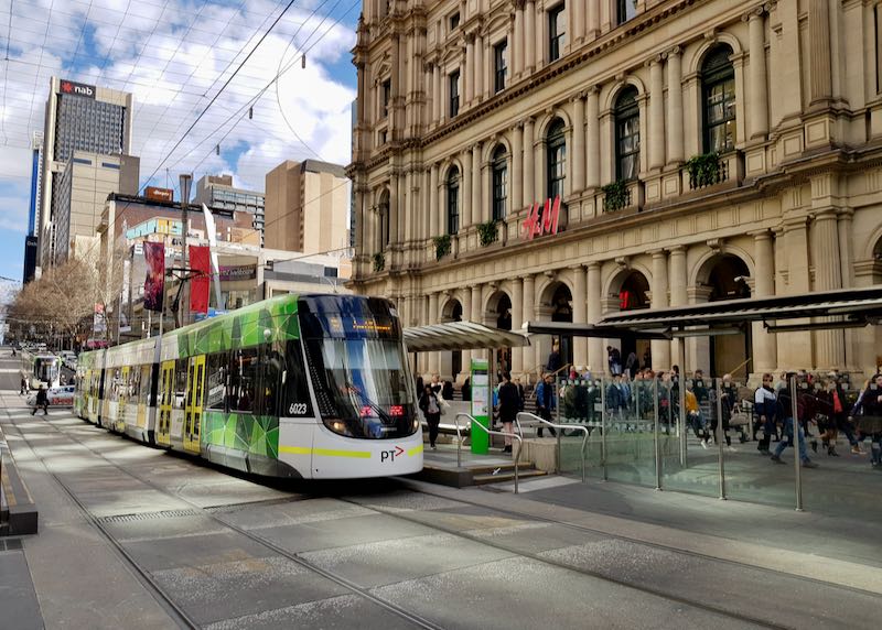 Trams in the city center are free.