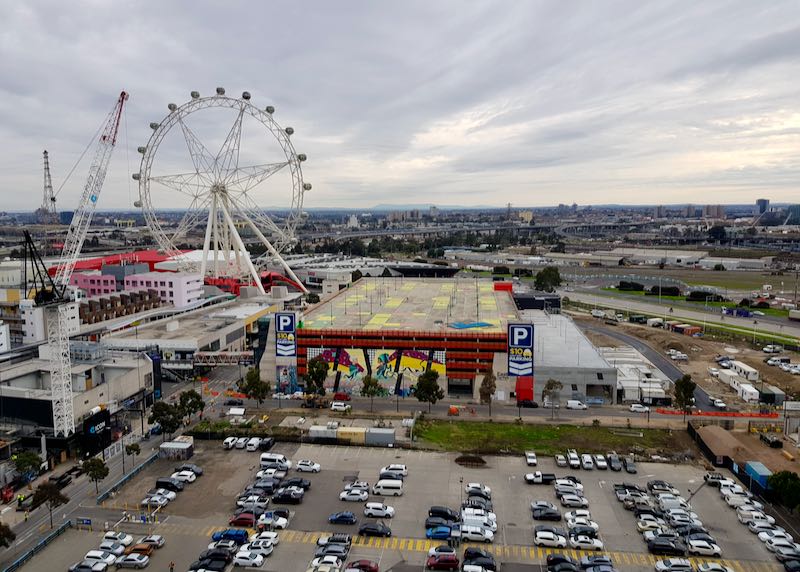 Some rooms overlook the Melbourne Star observation wheel.