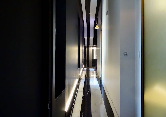 Corridors are narrow and modern.