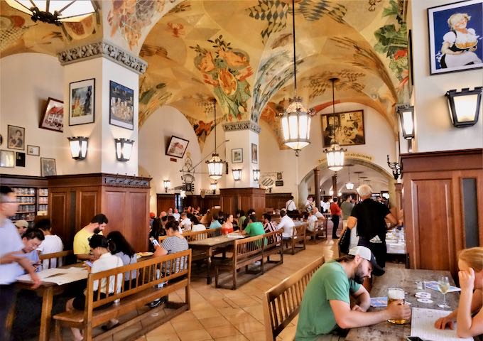 Hofbräuhaus is huge and has a big green courtyard.
