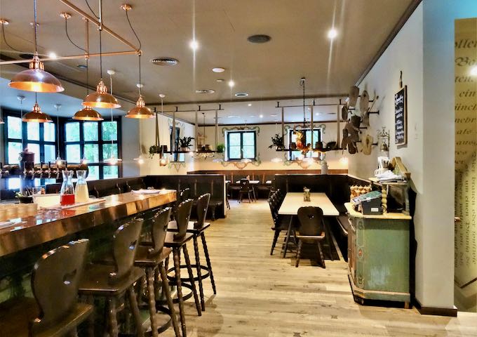 The on-site tavern is more modern than traditional.