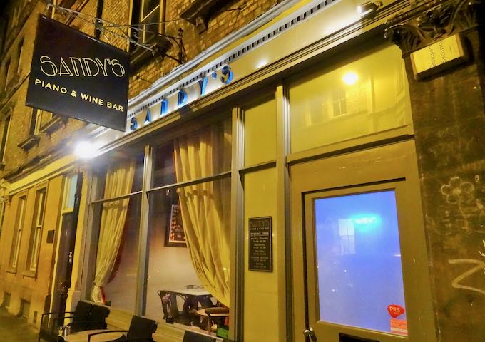 Sandy’s Wine Bar is a great late-night hangout.