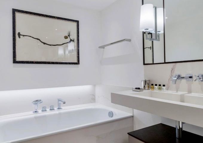 The suite bathrooms are made from Carrara marble.