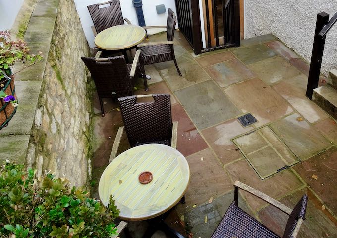 The little patio is popular among guests.