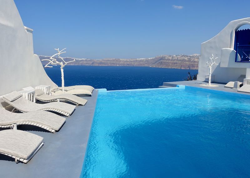 Pool and view at Astarte Suites in Akrotiri, Santorini
