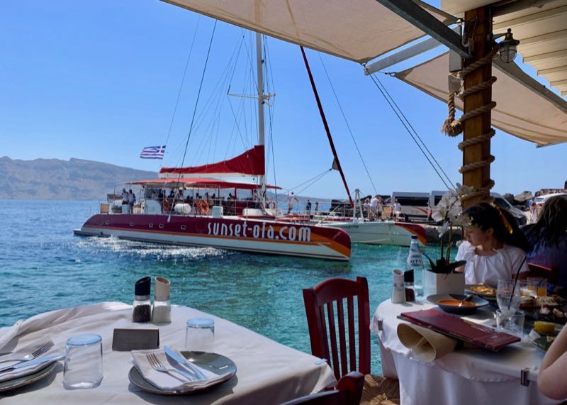 santorini restaurant amoudi fish tavern catamaran