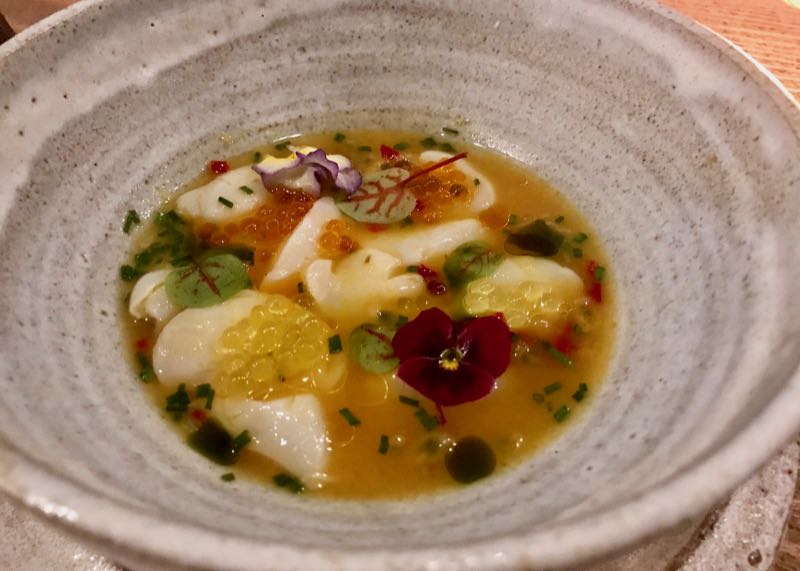 Ceviche with flowers