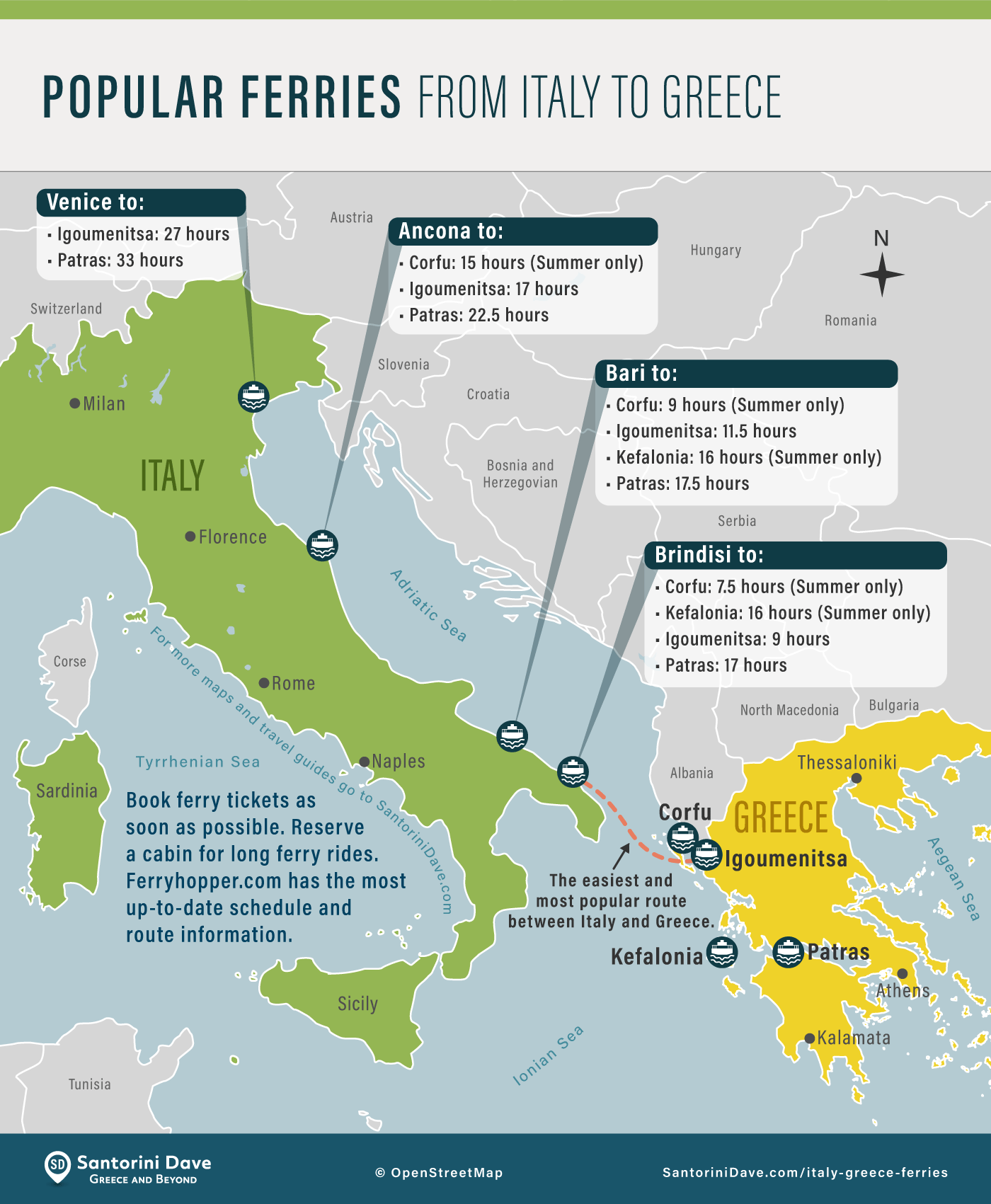 italy and greece trip map