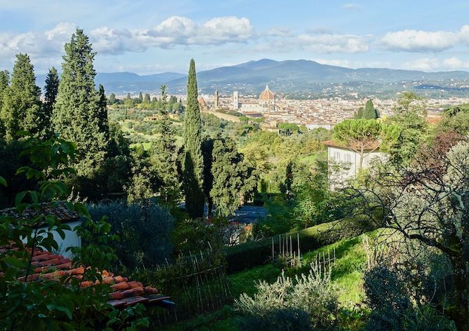 View of the city and olive groves from San Miniato in Florence, Italy