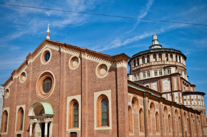 Exterior of Santa Maria delle Grazie church in Milan