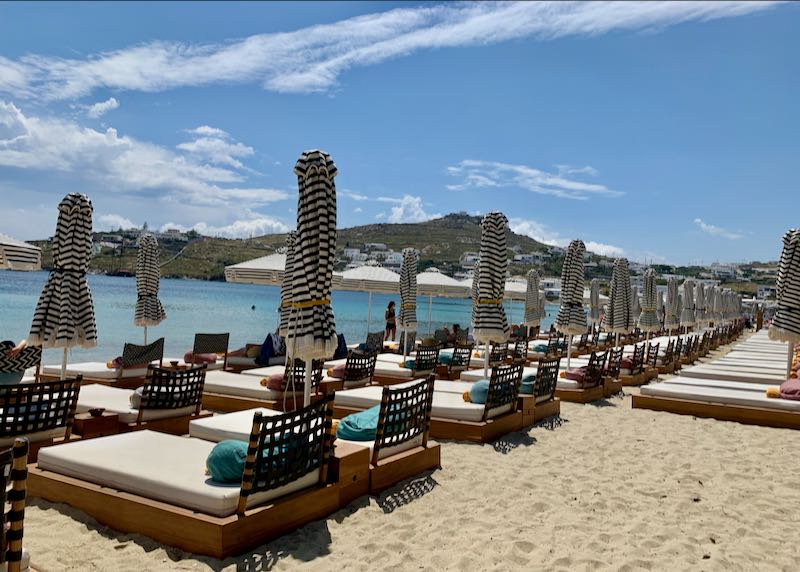 beach beds along the water