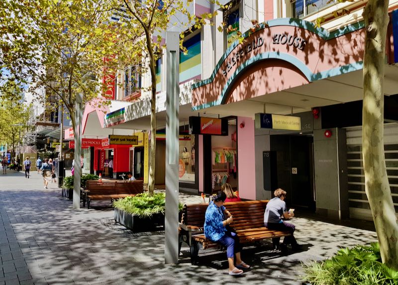 Hay Street Mall pedestrian street is very popular.