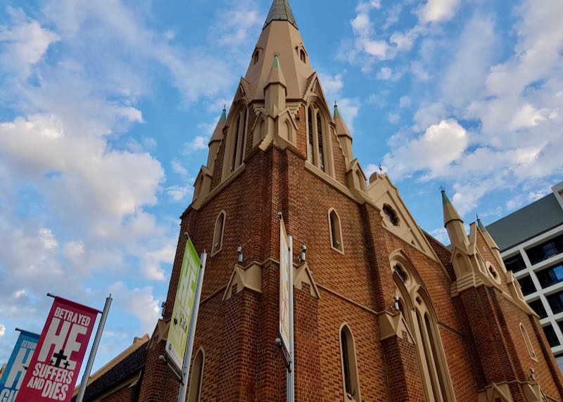 Wesley Uniting Church is a beautiful colonial-era building.
