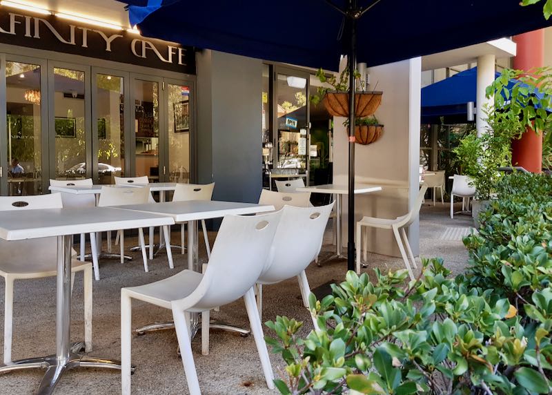 Infinity Café serves good Mediterranean fare.