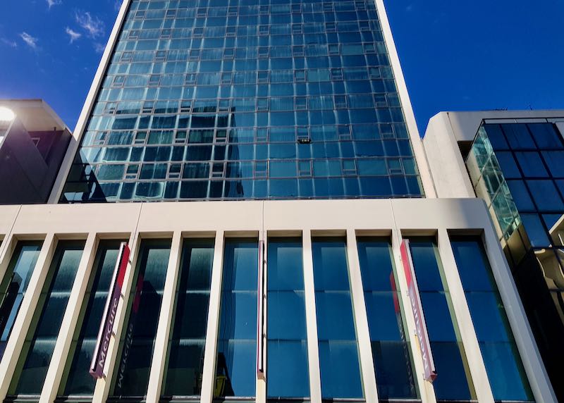 The hotel's building is one of the tallest in the area.