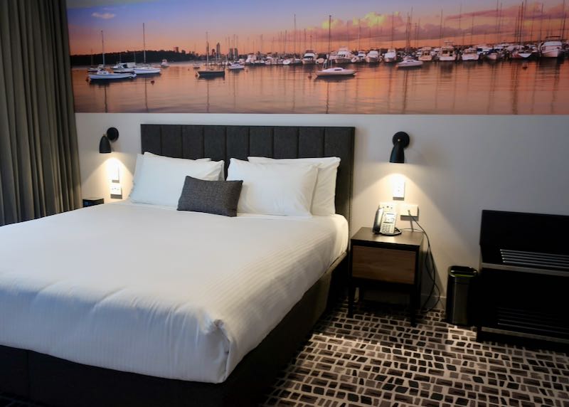 Each room has a mural of a local beach.