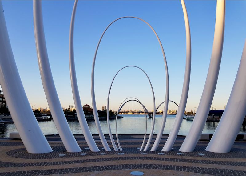 The Spanda sculpture is right by the water.
