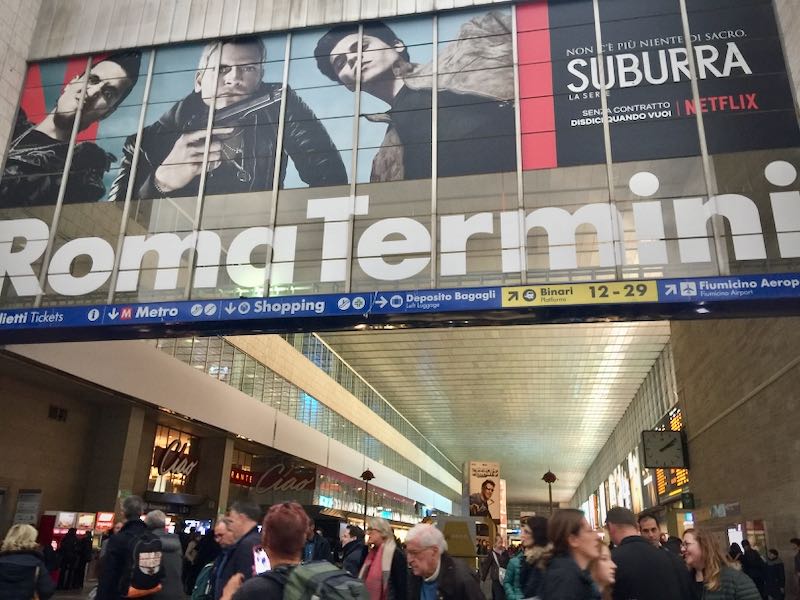 The sign for Roma Termini train station
