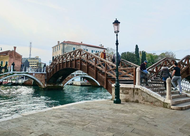 Crisscrossing bridges in Santa Croce, Venice, Italy