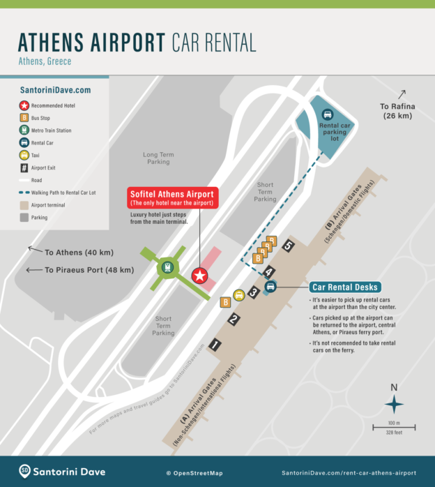 Rental Cars At The ATHENS AIRPORT Updated For 2022   Athens Airport Car Rental Map 624x698 