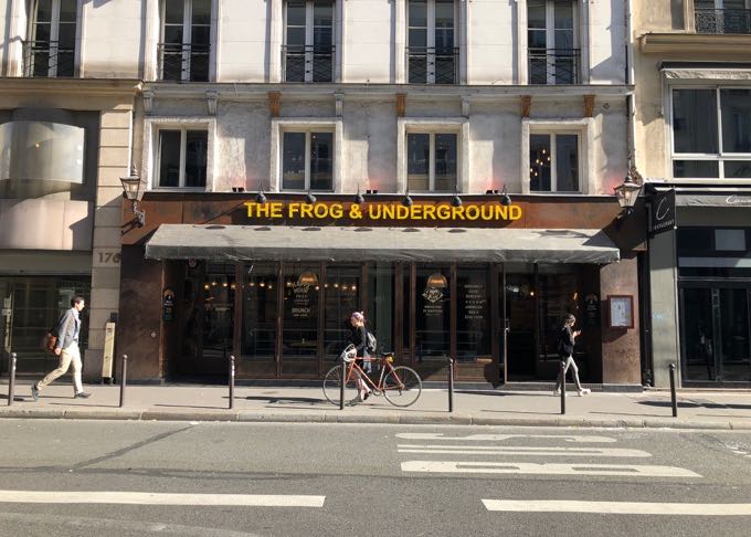 Exterior of the Paris bar, the Frog and Underground on a sunny day