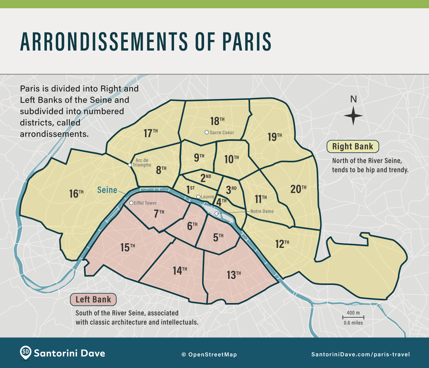 Map showing the arrondissements of Paris