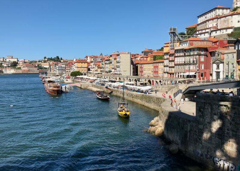 Ribeira waterfront from the foot of the bridge.