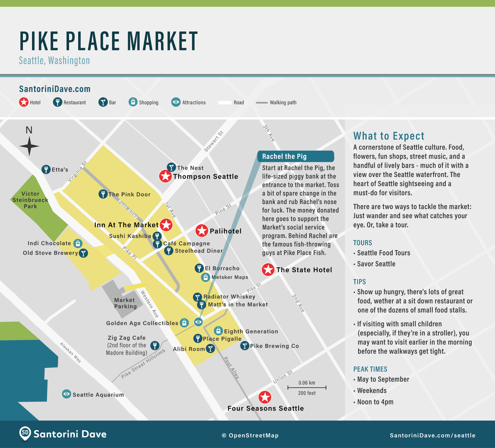 SEATTLE MAPS Downtown  Pike Place Market  Attractions