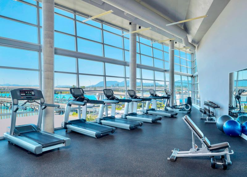 Hotel with view and fitness center at Vancouver YVR Airport.
