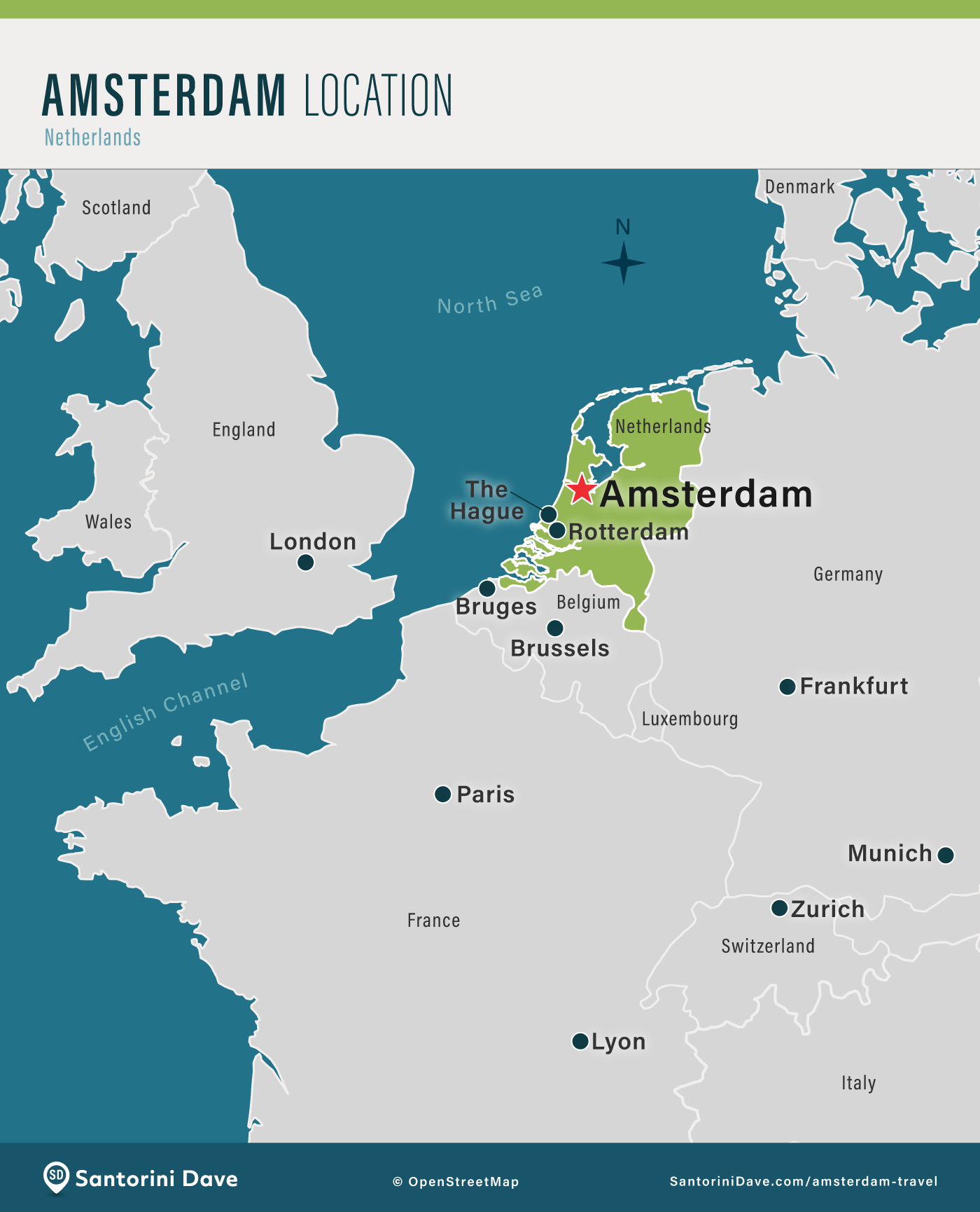 Map showing the location of Amsterdam, the Netherlands