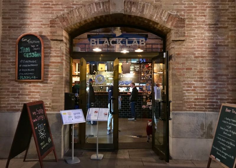 Exterior doorway of the Black Lab Brewery in Barcelona