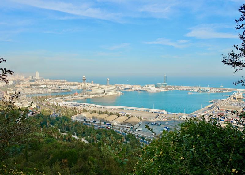 The port of Barcelona as seen from Jardins del Mirador on Montjuïc