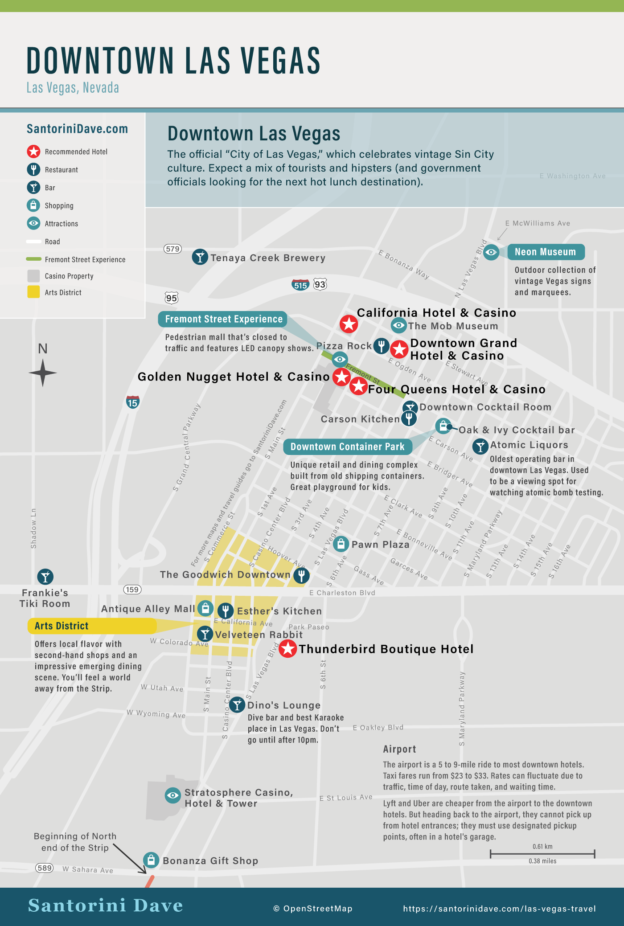 Map of Las Vegas and The Strip - Casinos, Airport, Tram
