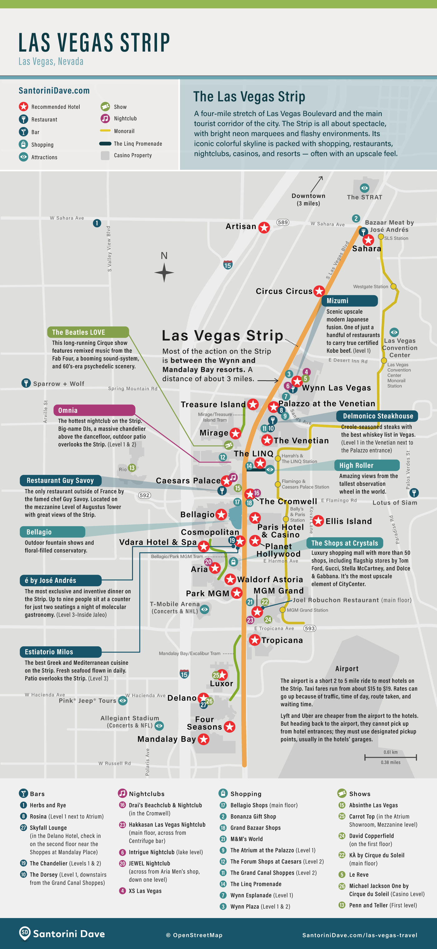 Map of Las Vegas and The Strip - Casinos, Airport, Tram