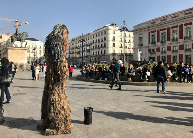 Plaza de la Puerta del Sol has a lot of street performers.