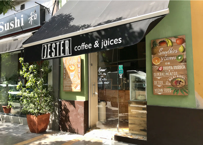 Jester serves bagels, coffees, and smoothies.