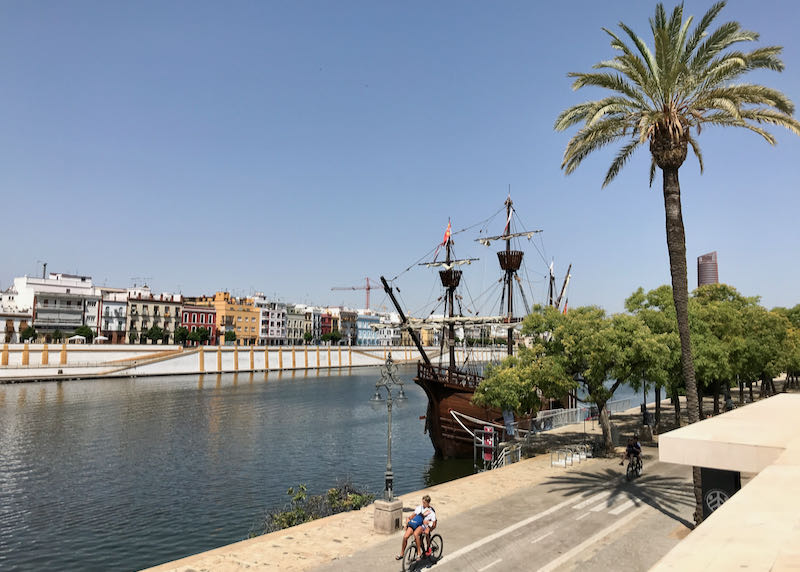 The river promenade is pretty.