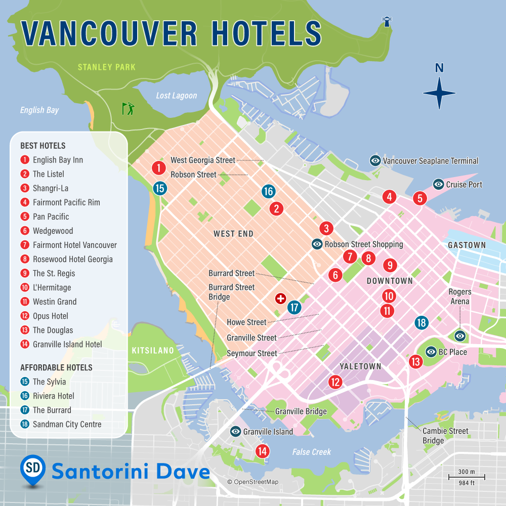 Vancouver Hotels Map 