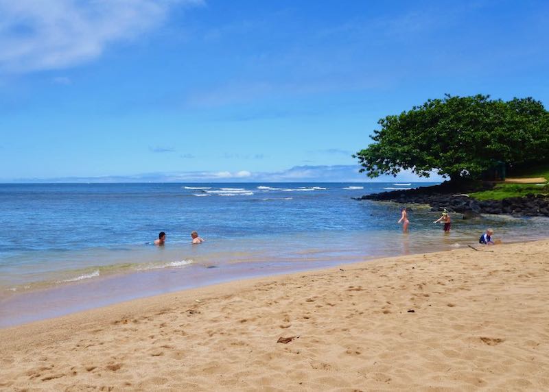Hanalei Bay beach in Kauai, Hawaii