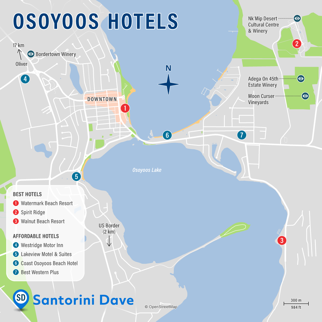 Map of Osoyoos Hotels & Resorts