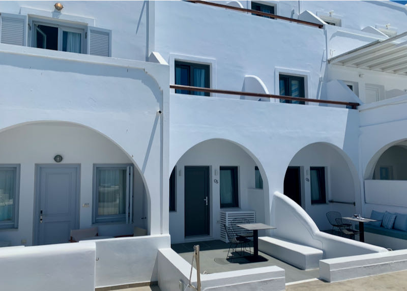 Private hotel terraces and room entrances