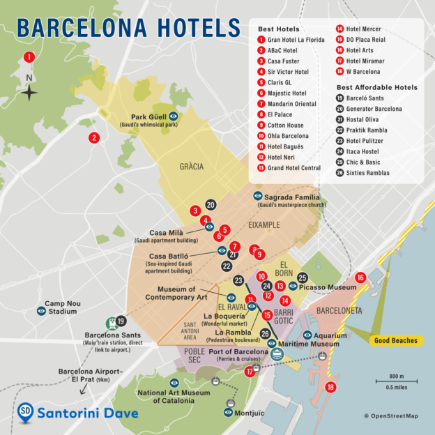 barcelona tourist map hotel