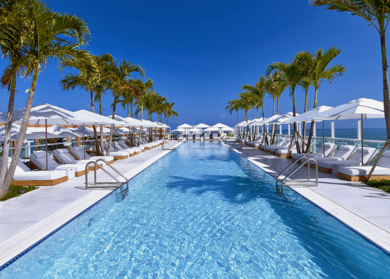 Miami hotel with large pool.