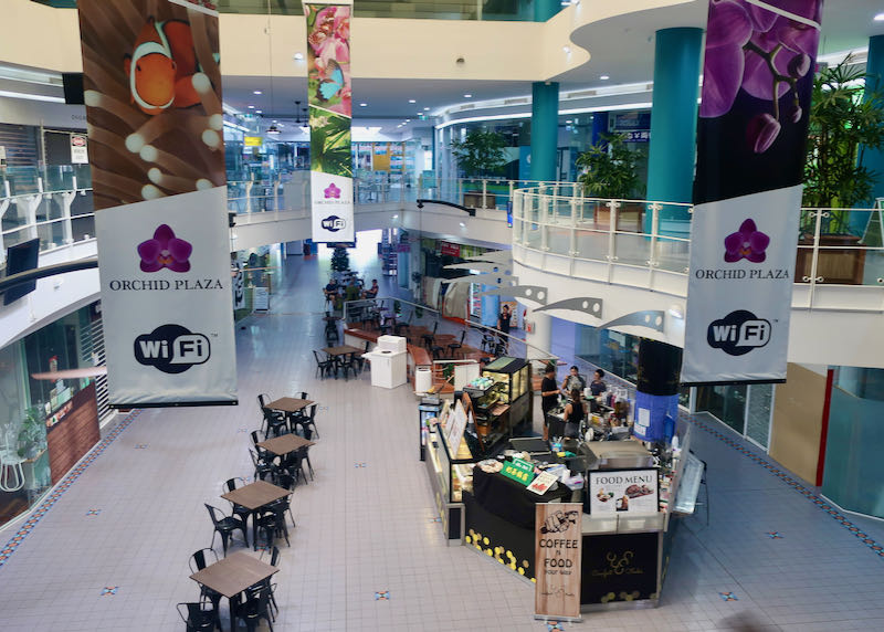 Orchid Plaza Shopping Centre has several cheap eateries.