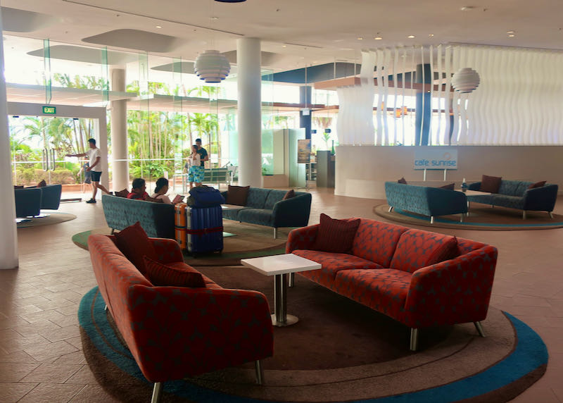 The lobby is spacious and inviting.