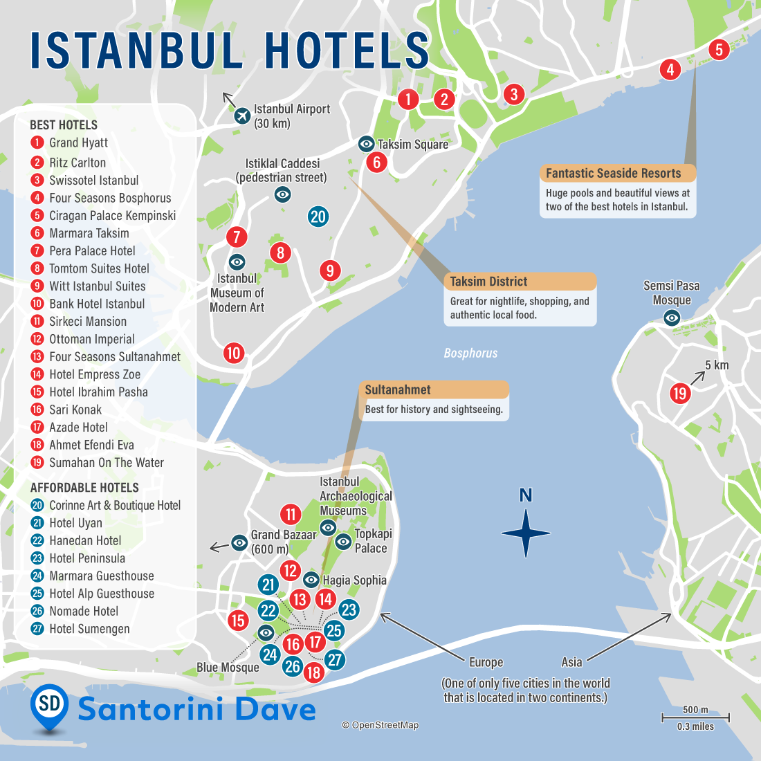 Map of Istanbul Neighborhoods and Best Hotels