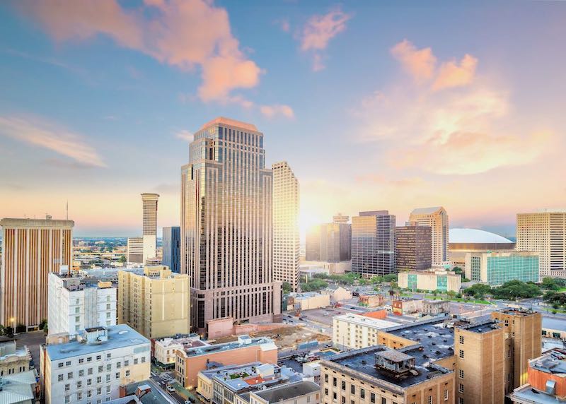 Central Business District, New Orleans, with the Superdome in the background