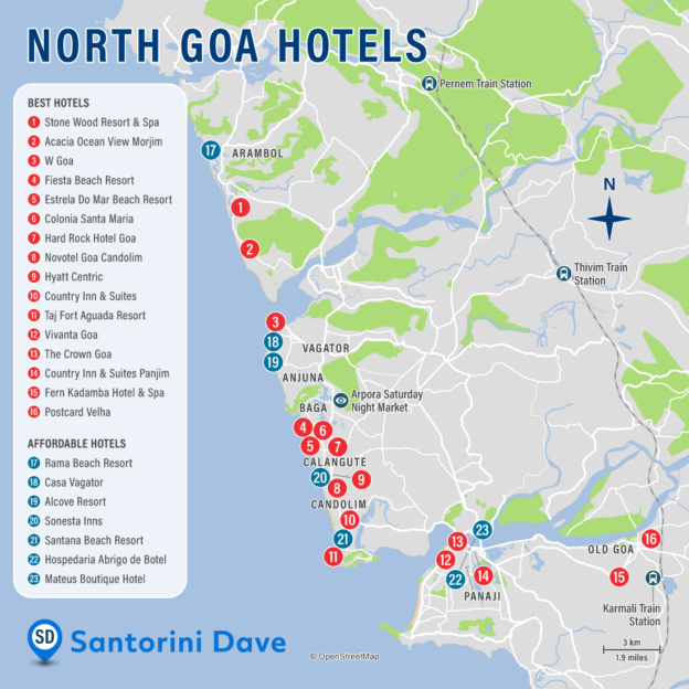 GOA HOTEL MAP Best Areas, Neighborhoods, & Places to Stay