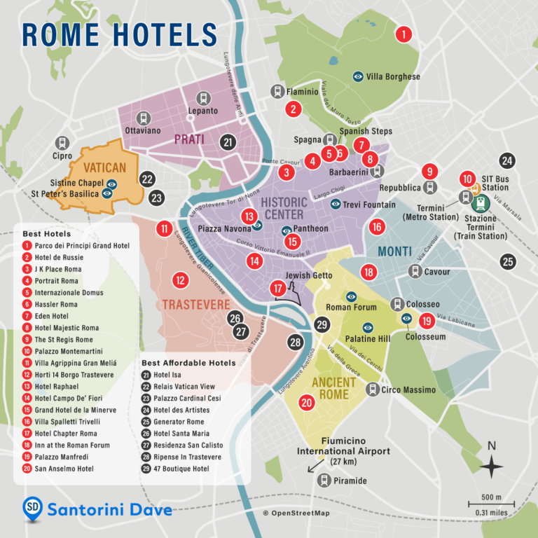 ROME HOTEL MAP Best Areas Neighborhoods Places To Stay